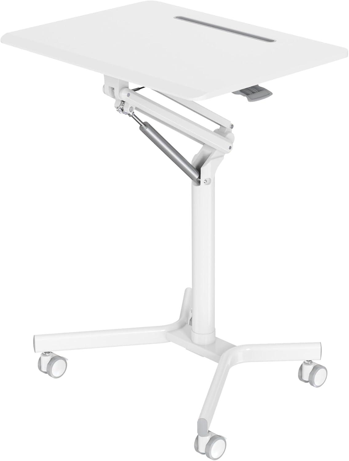 Realspace® 28"W Mobile Sit-to-Stand Compact Desk/Laptop Cart Workstation, 28-3/4"H x 28"W x 22-1/16"D, White