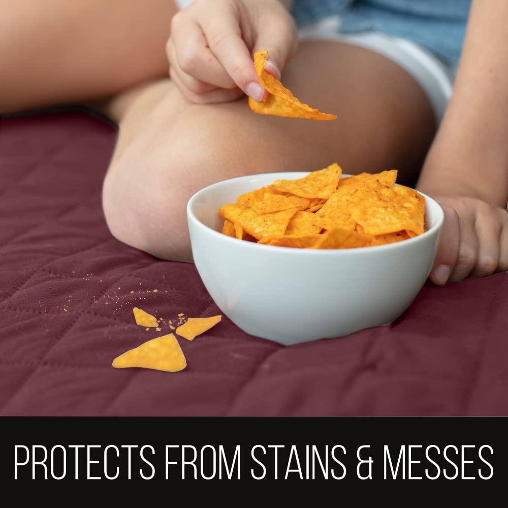 Sofa Shield Chaise Slip Cover with Patented Strap, Cushion Protector, US Designed Reversible Stain and Dog Tear Resistant Slipcover, 102x34 inch Seat, Washable Covers for Dogs Pets, Light Taupe