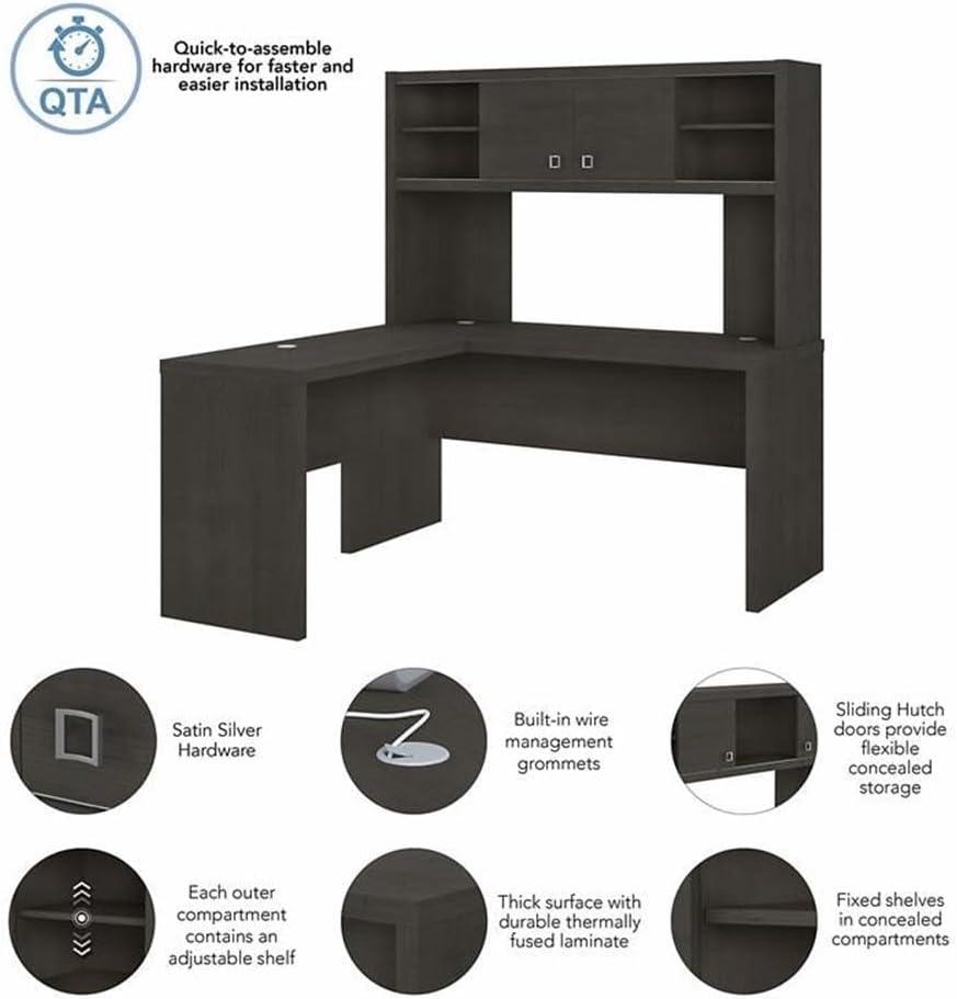 Bush Business Furniture Echo 2-Piece L-Shape Computer Desk Office Set with Hutch