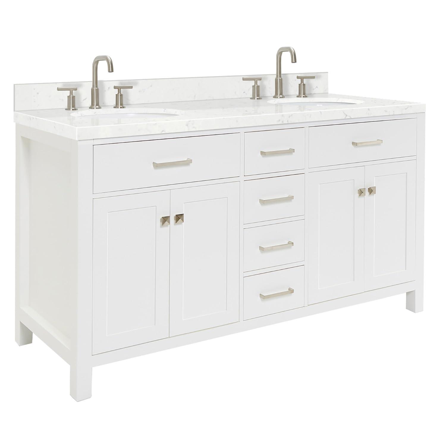 Ariel H060dcqovo Bristol 60" Free Standing Double Basin Vanity Set - White