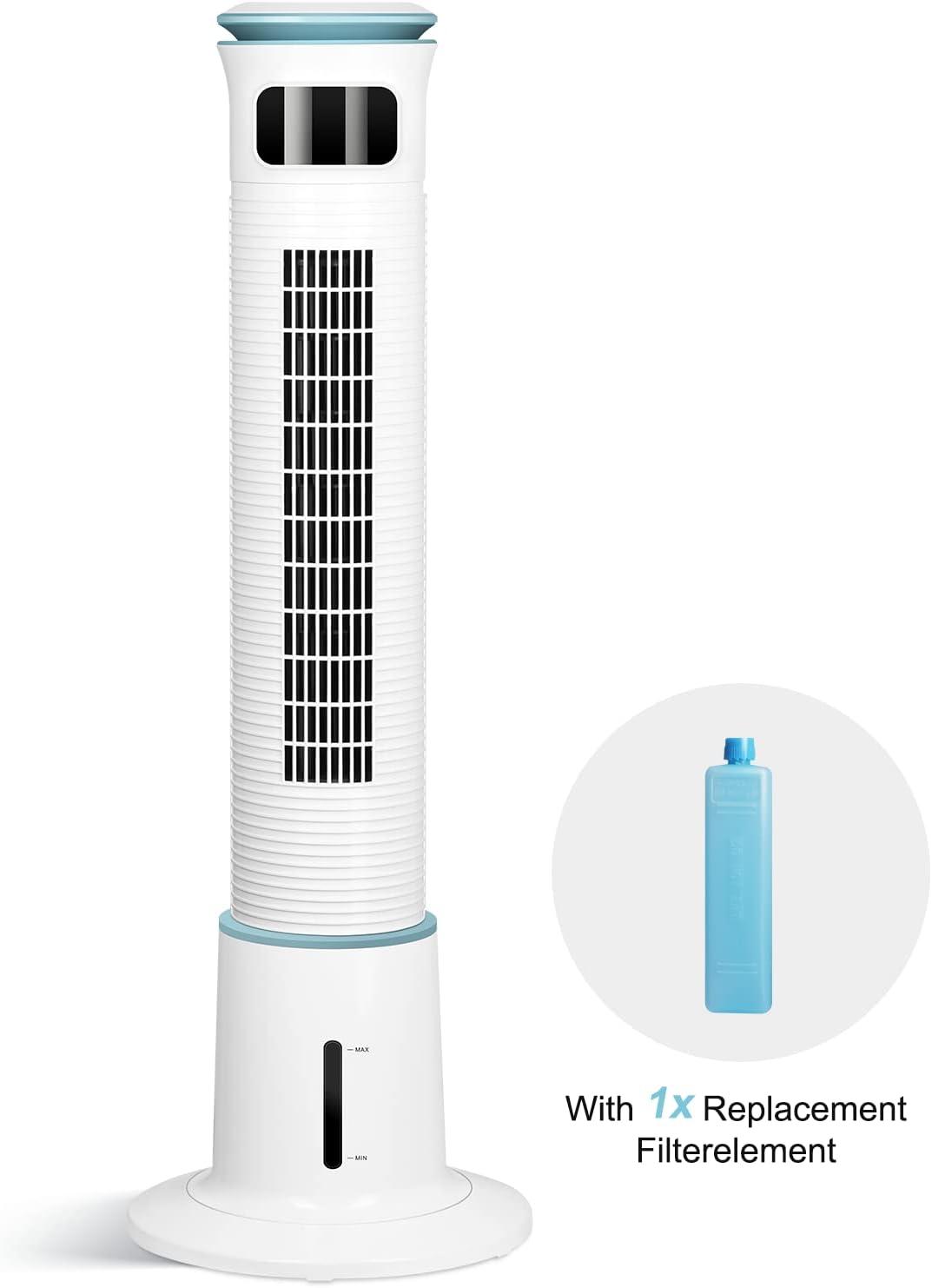 Simple Deluxe Mist Tower Fan, 12 Speeds & 3 Modes Settings Standing Fan , 15 Hour Timing Closure Cooling Fan, Low Noise, 43 Inches, White