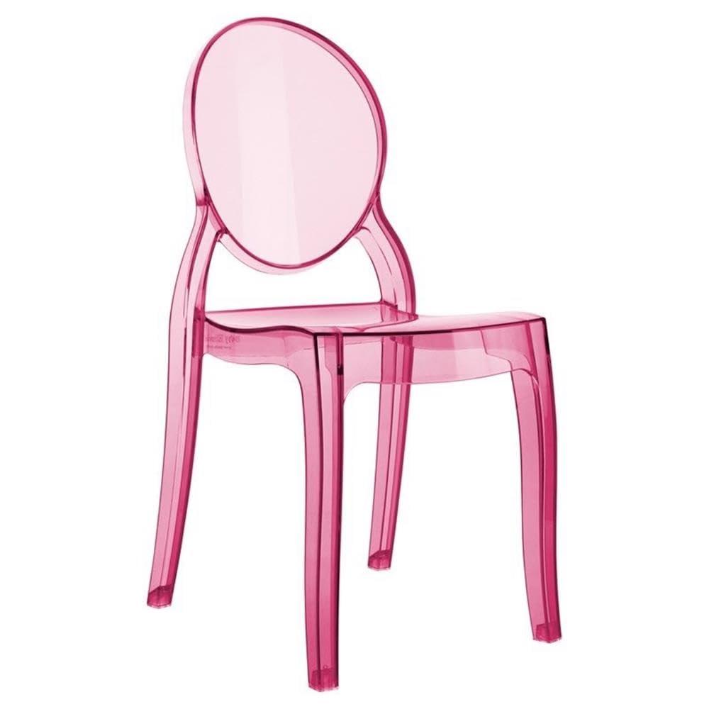 Modern Elizabeth Transparent Pink Polycarbonate Kids Dining Chair