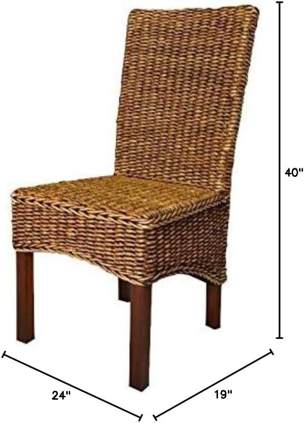 International Caravan Gaby Woven Banana Leaf/Mahogany Dining Chair