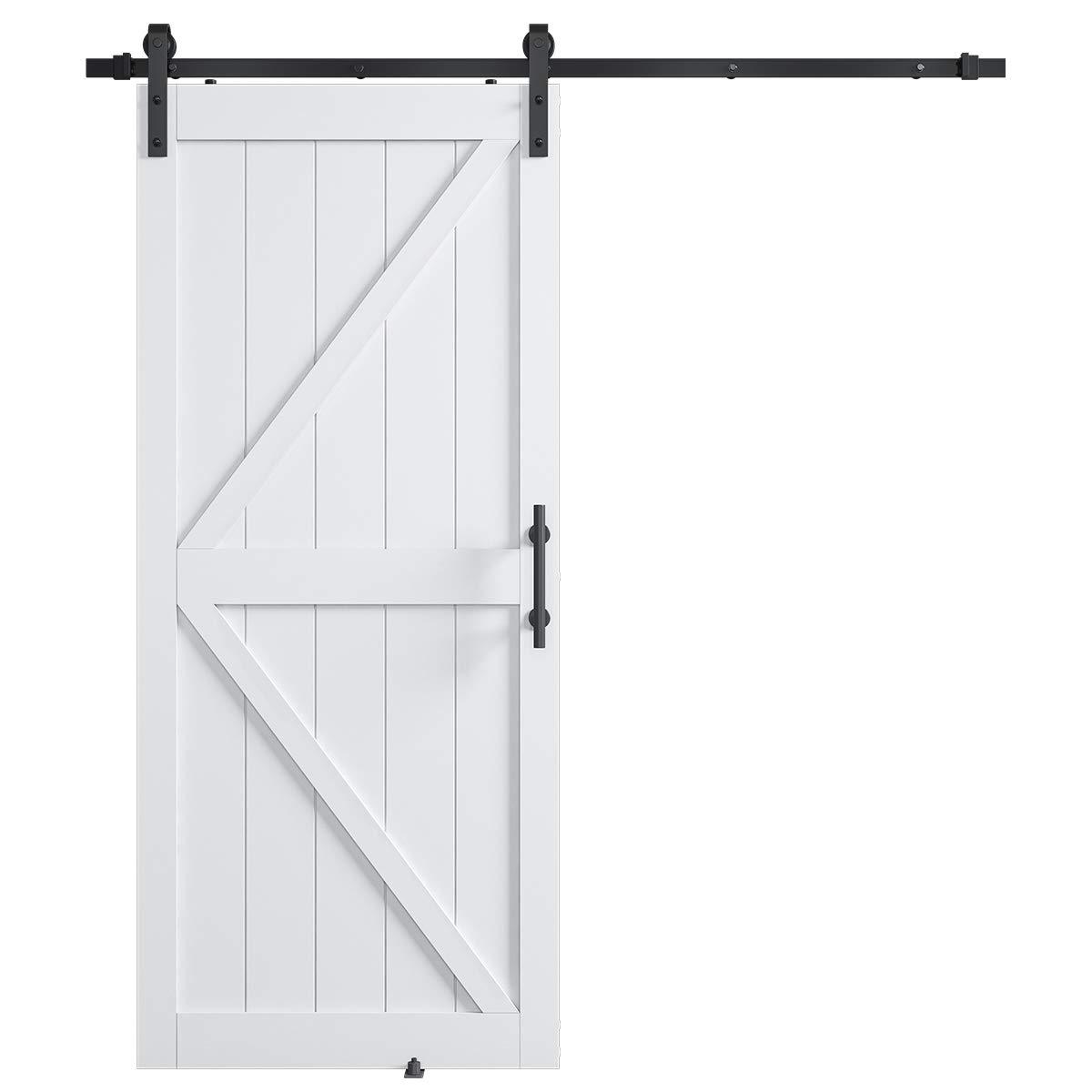 LDB_BUILDING Manufactured Paneled Wood Prefinished Barn Door with Installation Hardware Kit