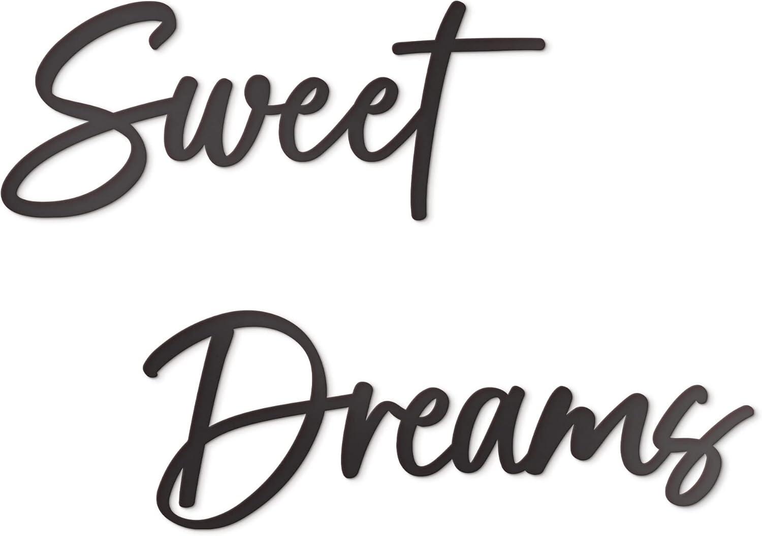 Vivegate Sweet Dreams Metal Sign Wall Art Decor - 35"X8" Black Modern Sweet Dreams Farmhouse Signs for Hanging Above Bed Wall Decor for Bedroom