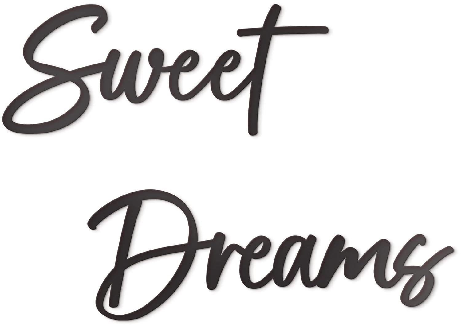 Vivegate Sweet Dreams Metal Sign Wall Art Decor - 35"X8" Black Modern Sweet Dreams Farmhouse Signs for Hanging Above Bed Wall Decor for Bedroom