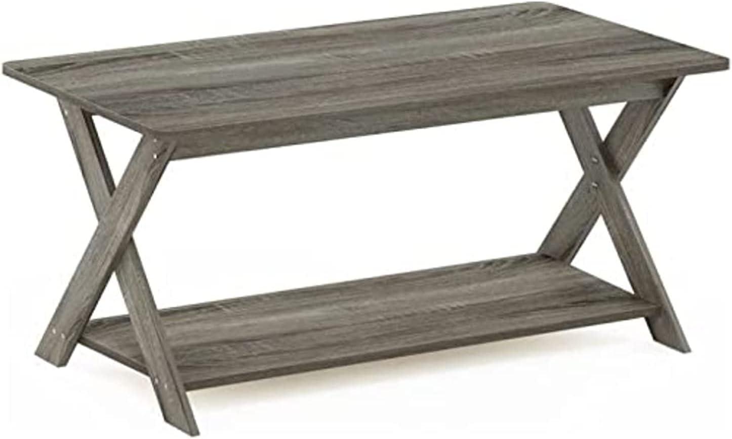 Simplistic French Oak Grey Rectangular Coffee Table with Storage