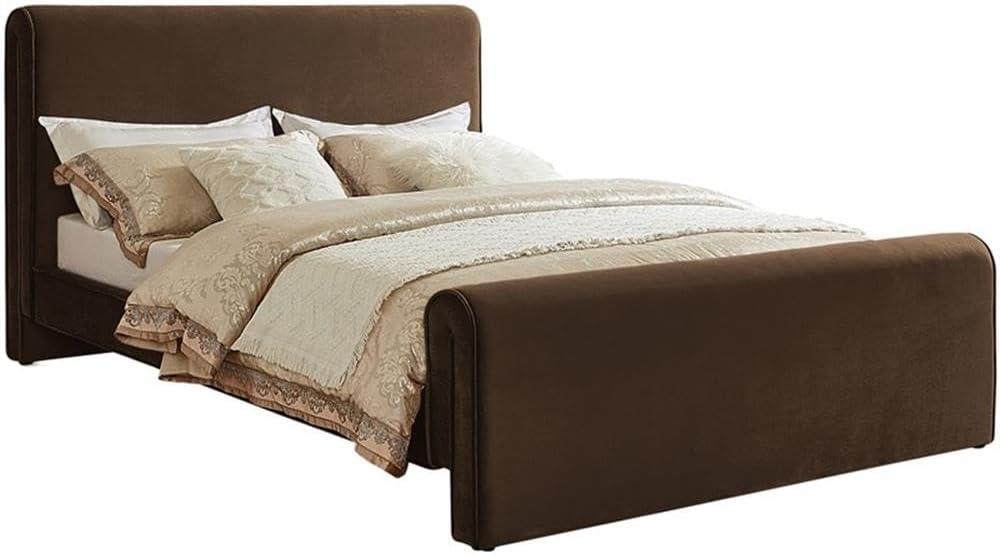 Meridian Furniture Sloan Brown Velvet Queen Bed