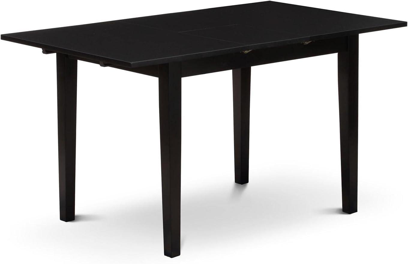 Norden Extendable Black Wood Rectangular Dining Table for Four