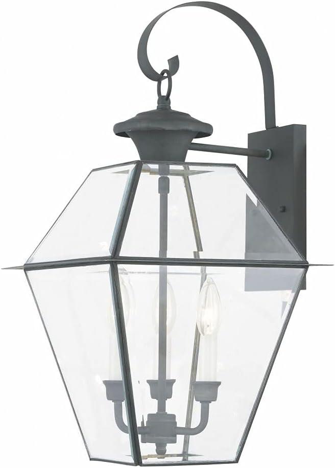 Charleston Charm Charcoal Brass 3-Light Outdoor Lantern