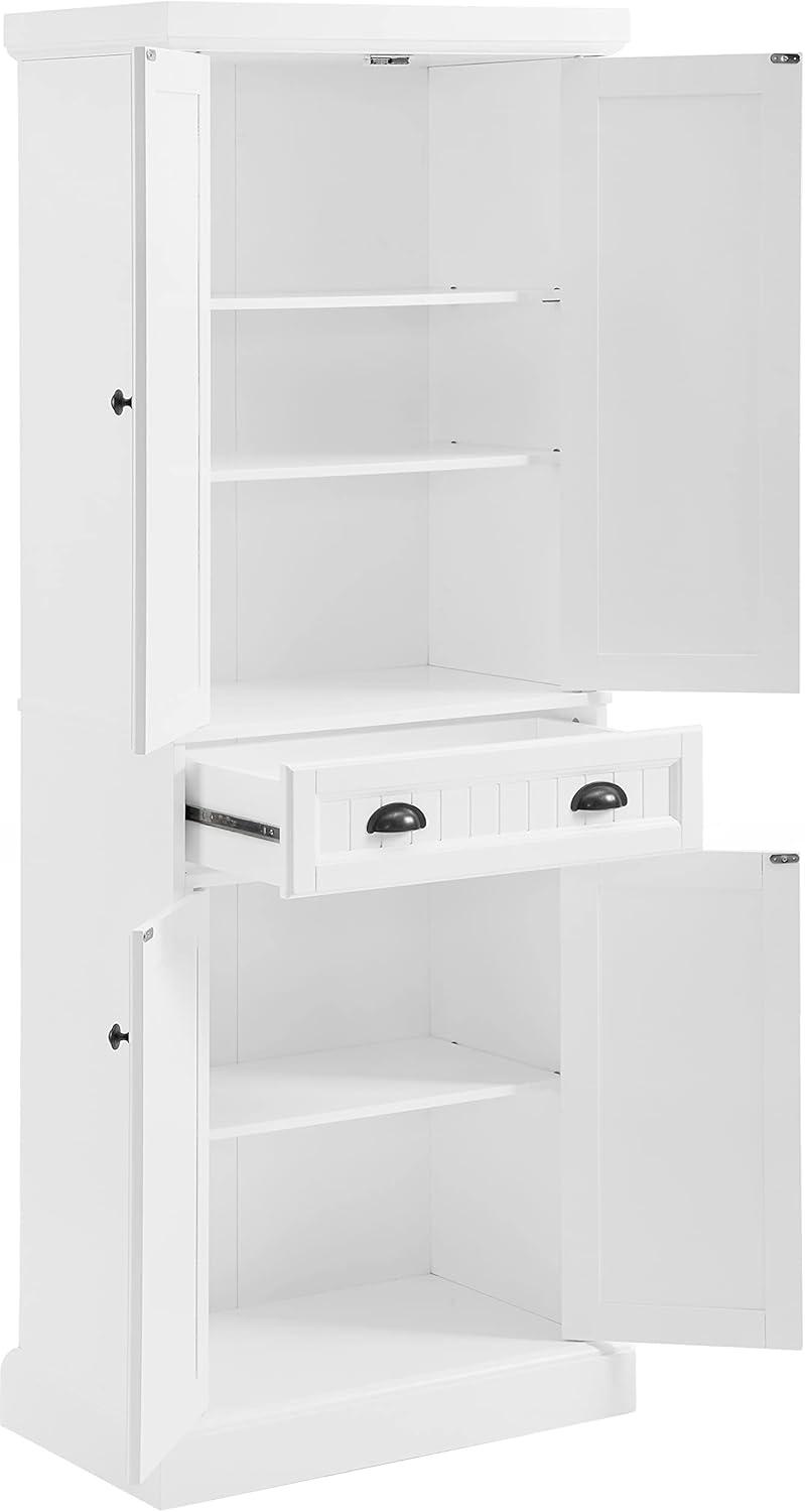 Shoreline Pantry White - Crosley: Beadboard Design, Adjustable Shelves, Storage Cabinet