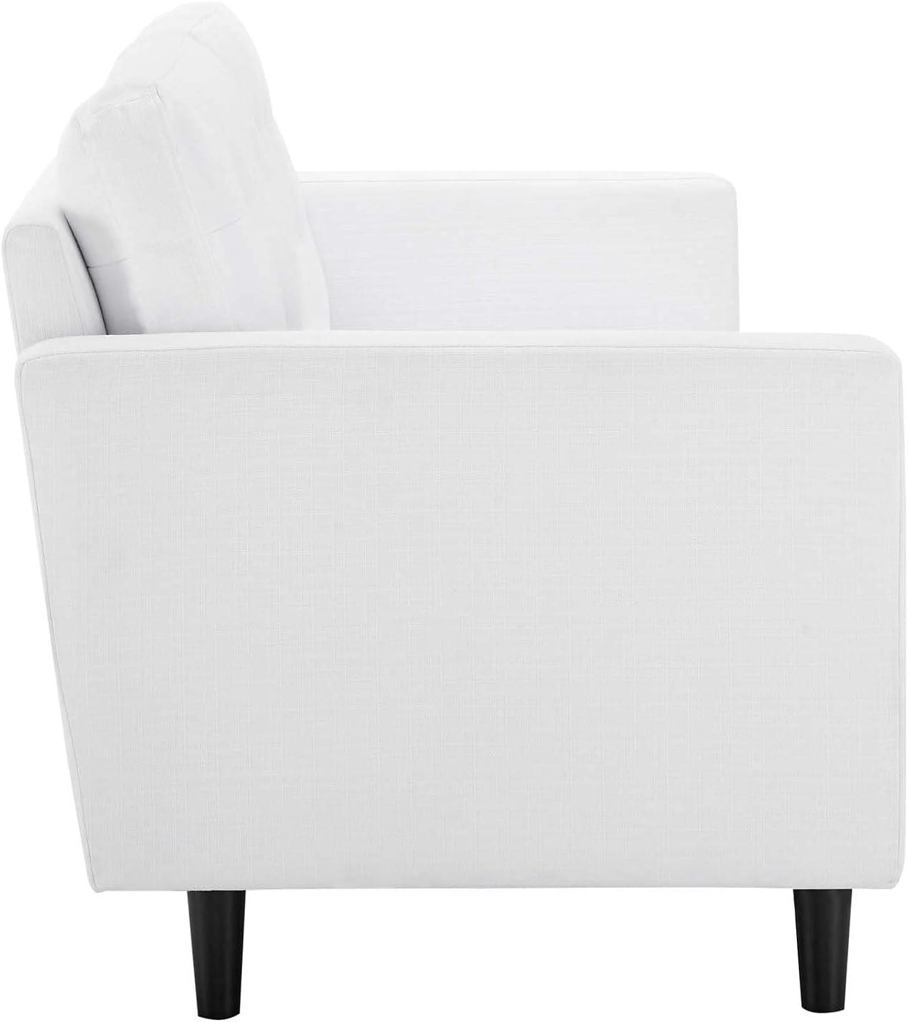 Modway Exalt Fabric Upholstered Tufted Sofa in White & Black