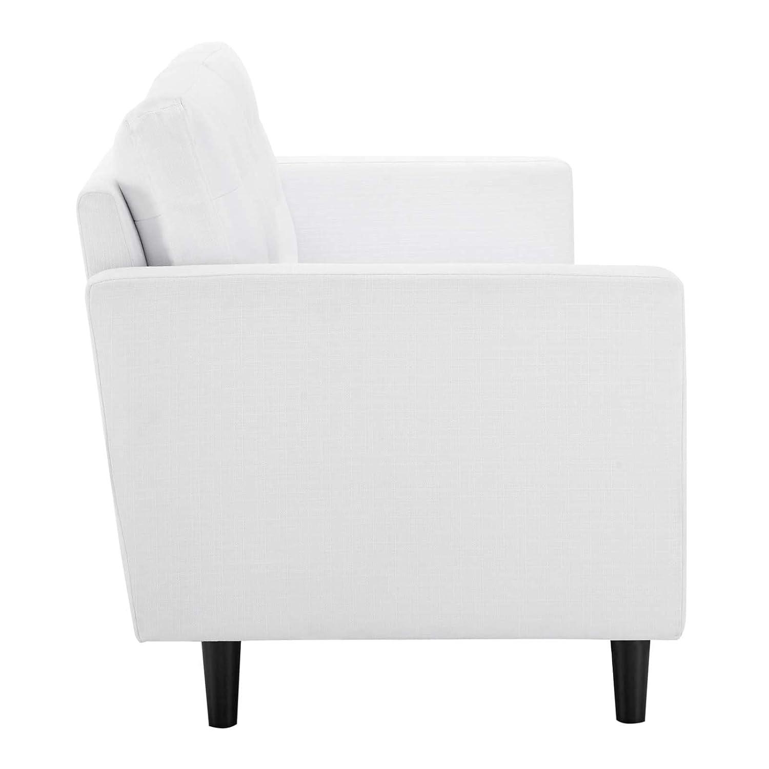 Modway Exalt Fabric Upholstered Tufted Sofa in White & Black