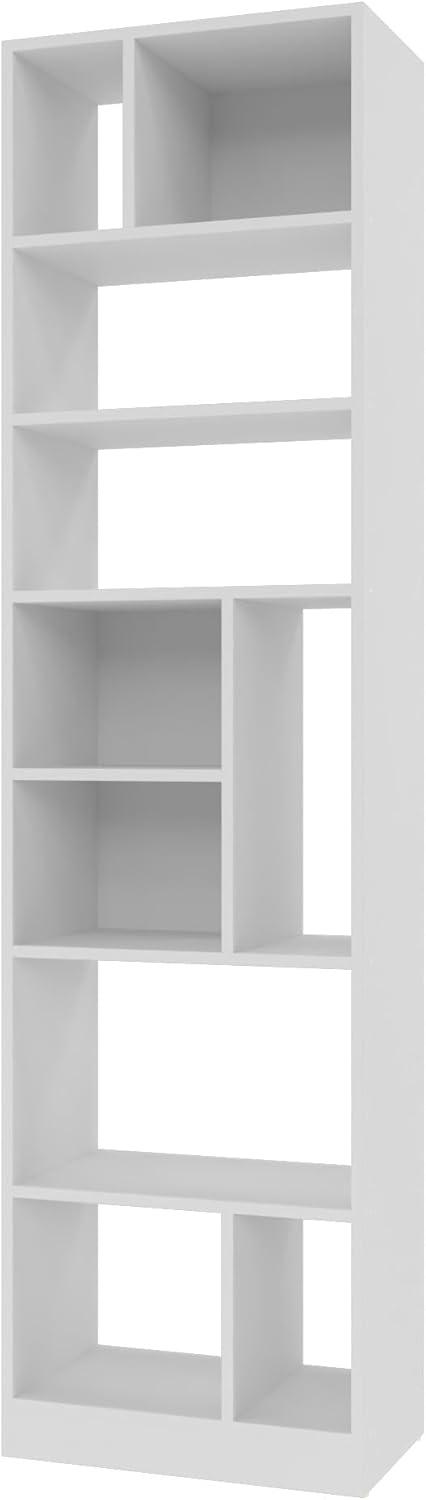 White Modern 8-Shelf Wooden Bookcase