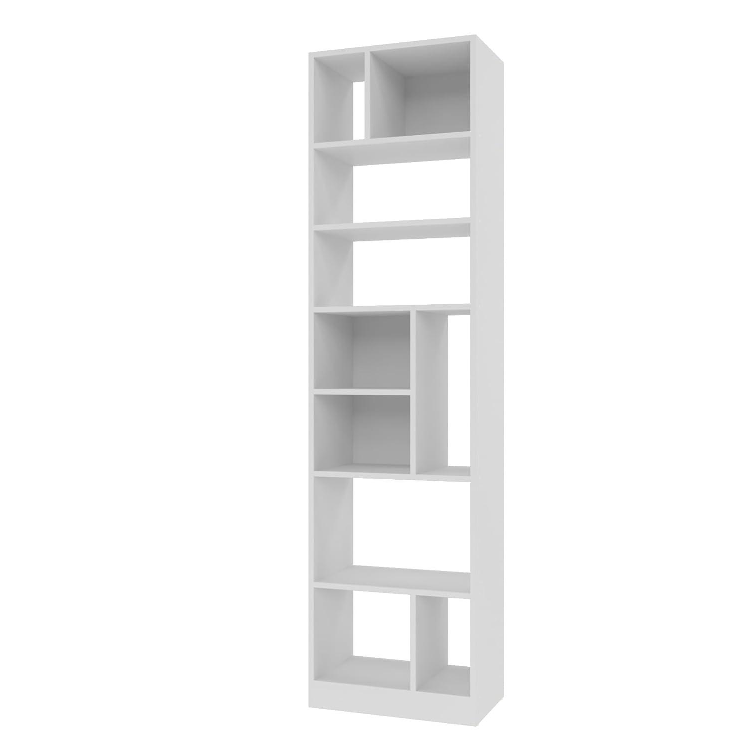 White Modern 8-Shelf Wooden Bookcase