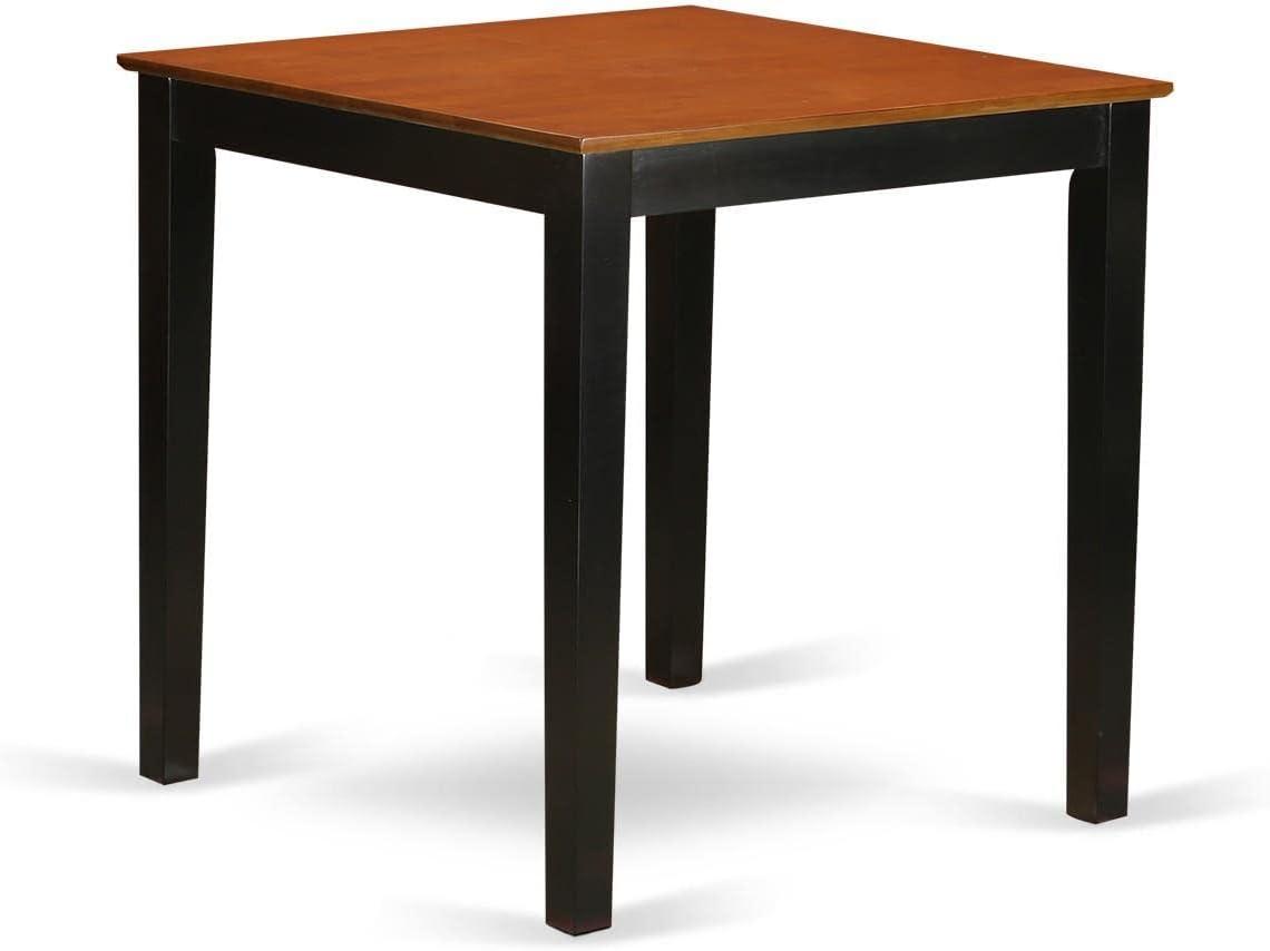 Transitional Black & Cherry Wood Square Counter Height Extendable Table