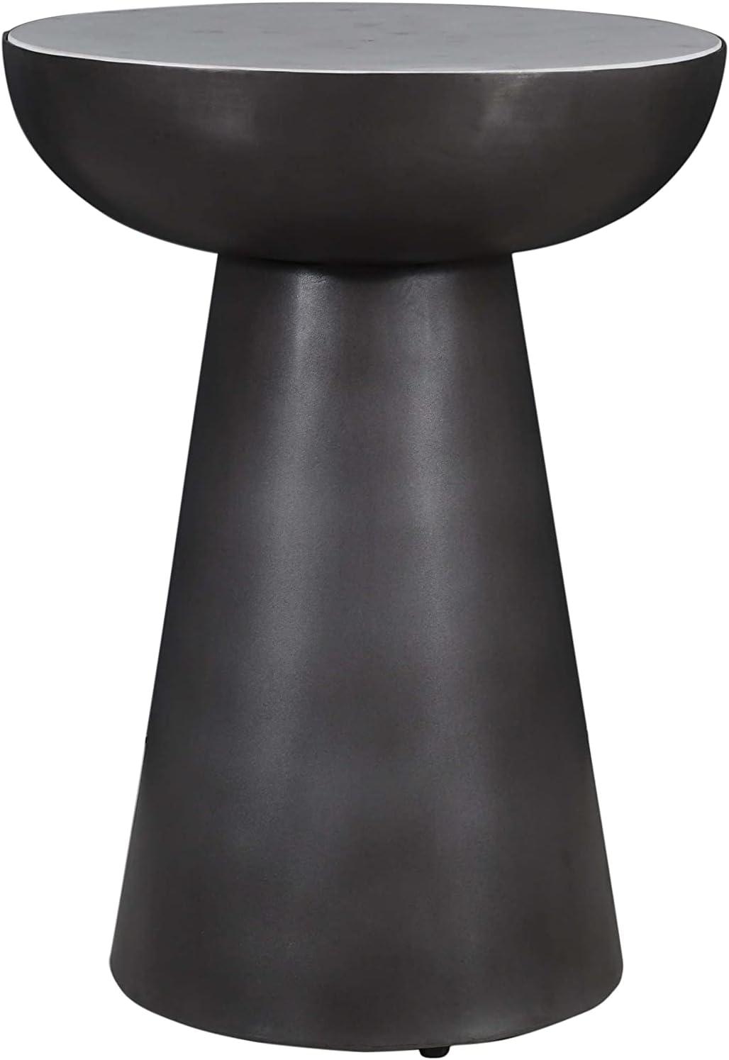 Modern Black and White Marble Iron Round Pedestal End Table