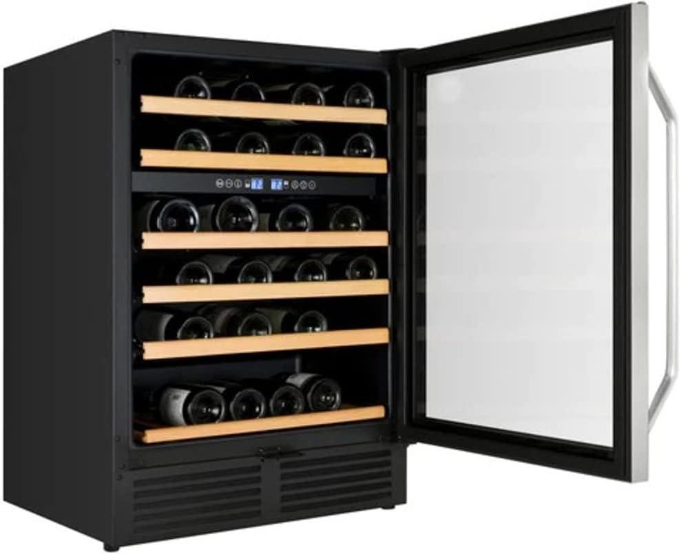 Silver Dual-Zone 49-Bottle Wine Cooler with Glass Door