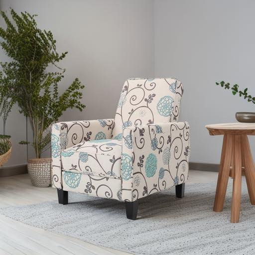 Darvis Fabric Recliner White - Christopher Knight Home: Petite Design, Tapered Legs, Piped Edges