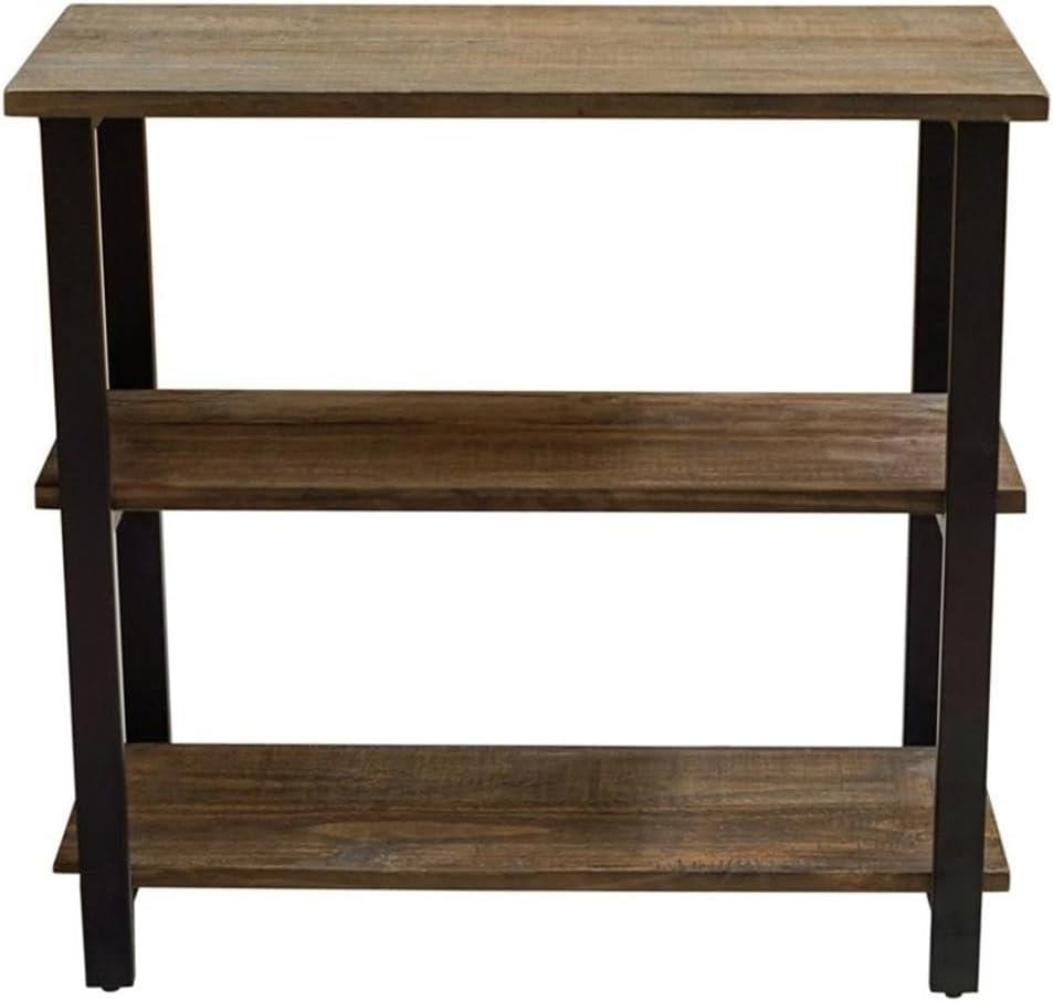 31" Pomona 2 Shelf Bookshelf Metal and Solid Wood Natural - Alaterre Furniture