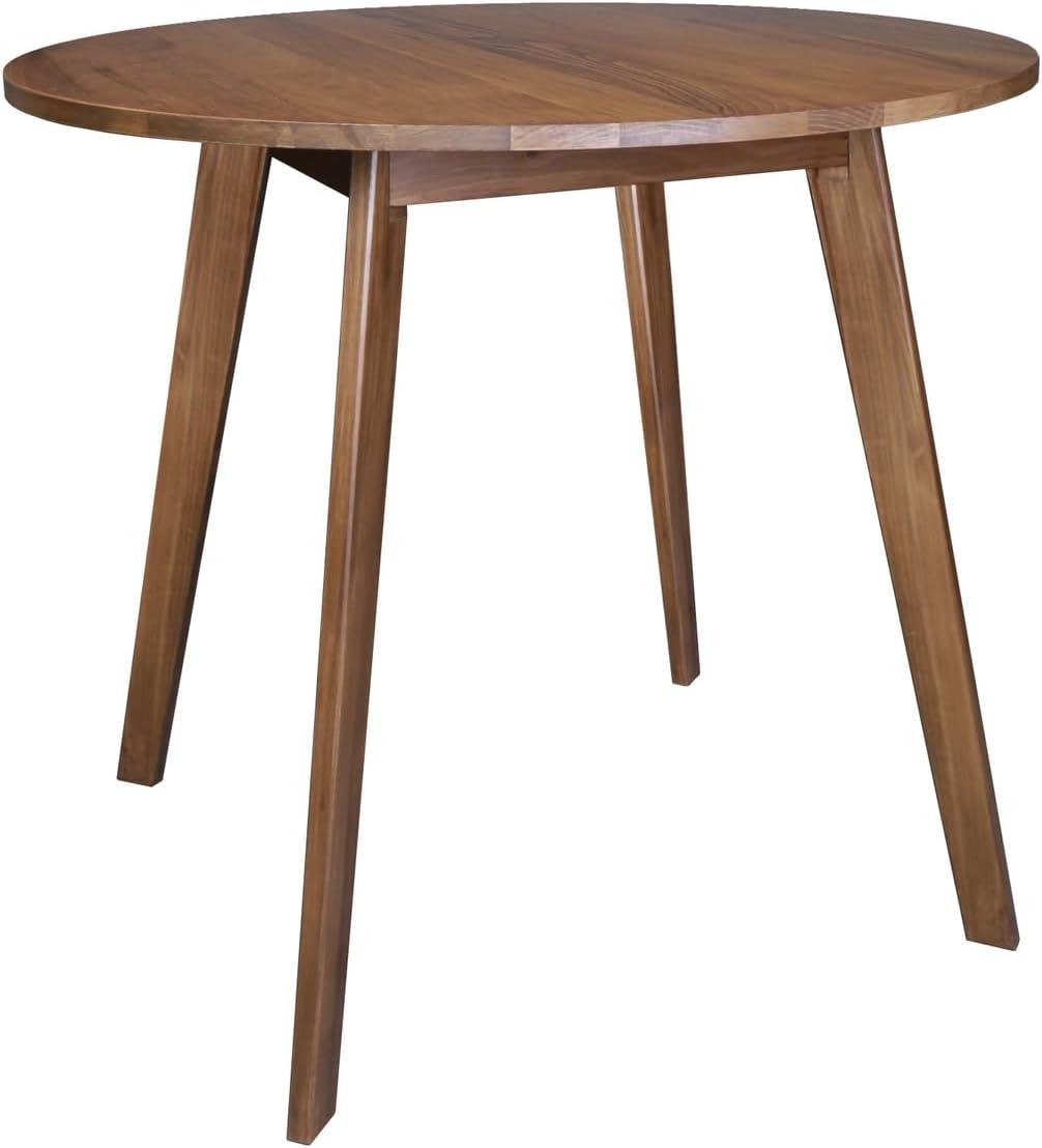 Homestock Nordic Haven Genuine 36" Round Dining Table With Solid Homestock Gum - Walnut - Dining Furniture, Elegant Design, Sturdy Construction, Easy Assembly