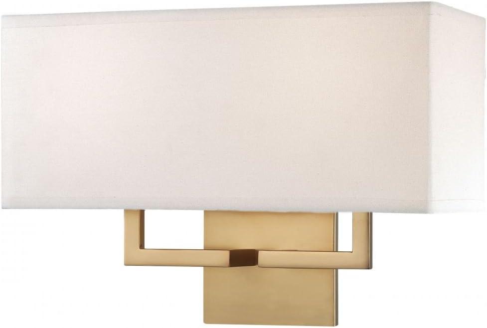 Honey Gold 2-Light Wall Sconce with Fabric Shade