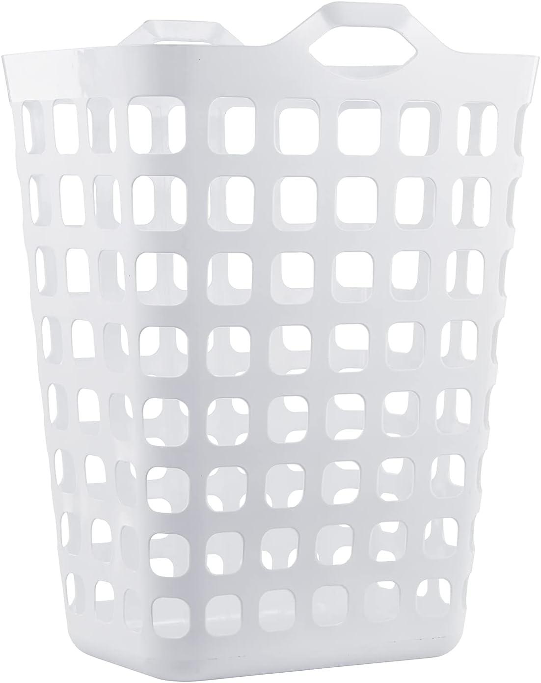 White Plastic Flex Laundry Hamper with Dual Handles