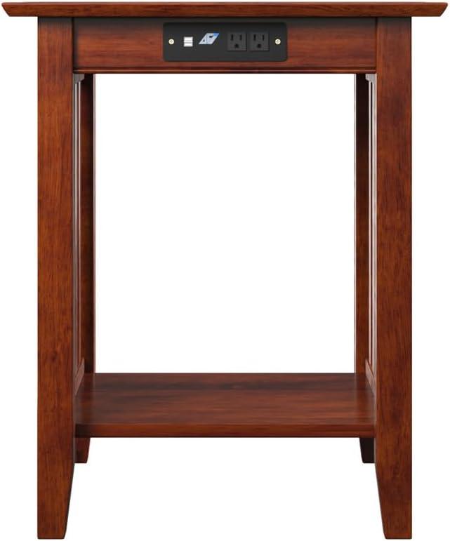 AFI Printer Stand Classic Mission USB Charger Walnut: Hardwood Office Cabinet with Fixed Shelf, 150lb Capacity