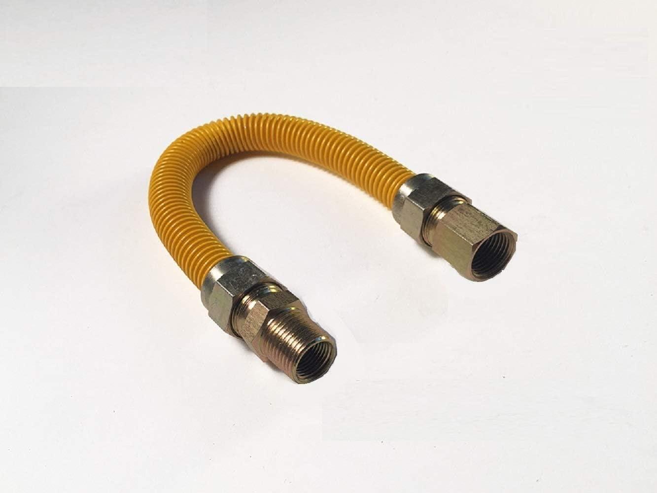 EZ-Fluid 12" Yellow Stainless Steel Flexible Gas Connector Hose
