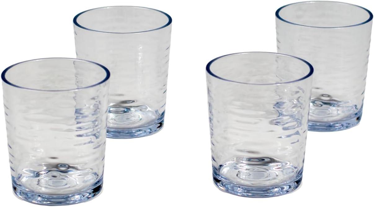 Blue Textured Tritan Shatter Resistant Drinking Glass Set of 4