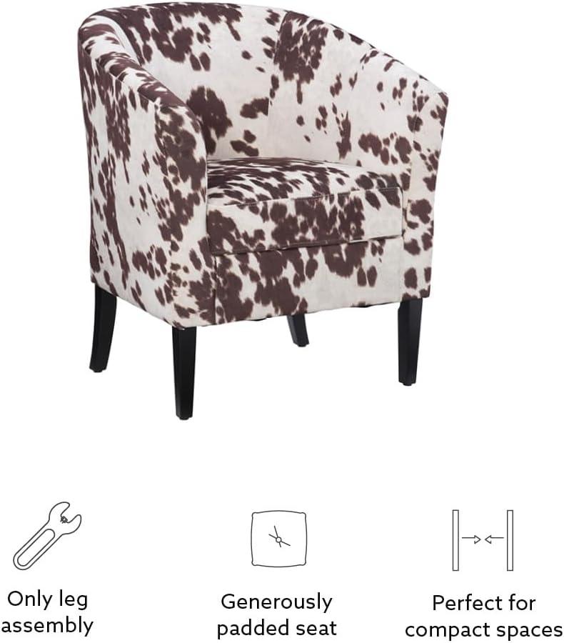 Simon Modern Barrel Club Chair: Udder Madness Pattern, Microfiber - Linon