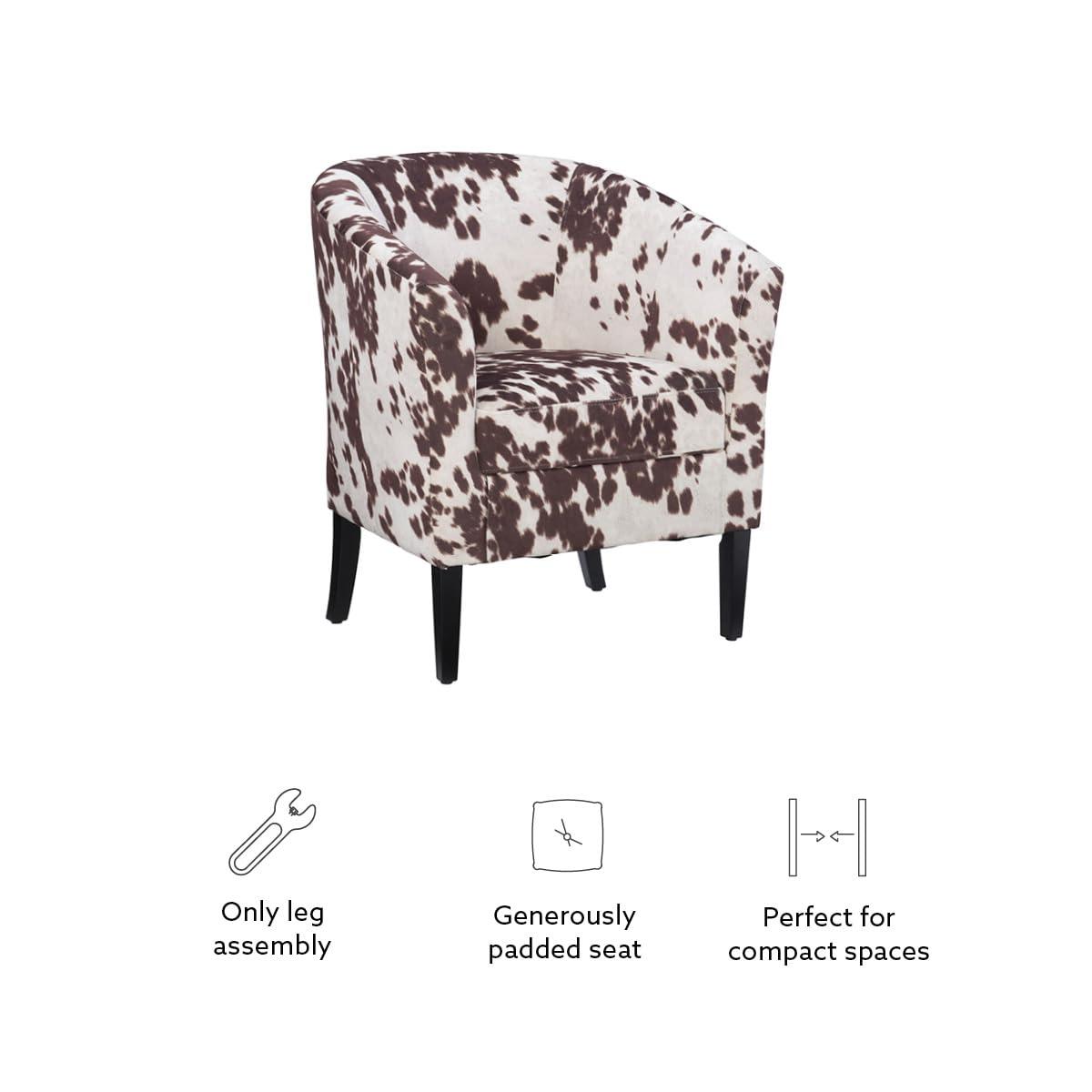 Simon Modern Barrel Club Chair: Udder Madness Pattern, Microfiber - Linon