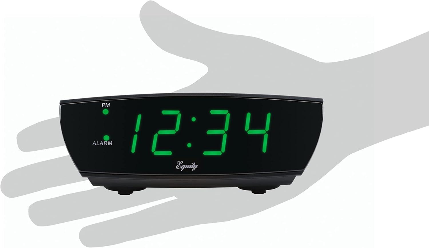 Equity by La Crosse Green 0.9-inch Digital Alarm LED Clock, 75902