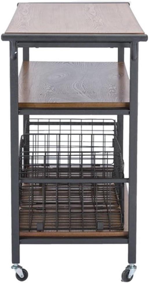 Baxton Studio Lancashire Kitchen Cart in Brown and Antique Bronze