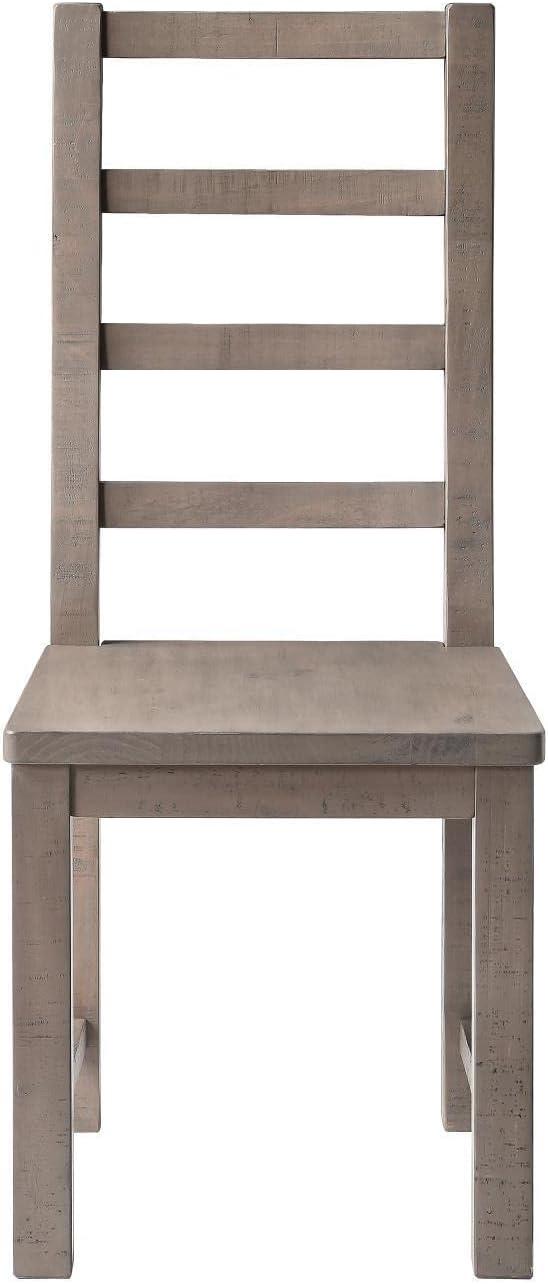 Weathered Gray Ladderback Solid Wood Side Chairs, Set of 2