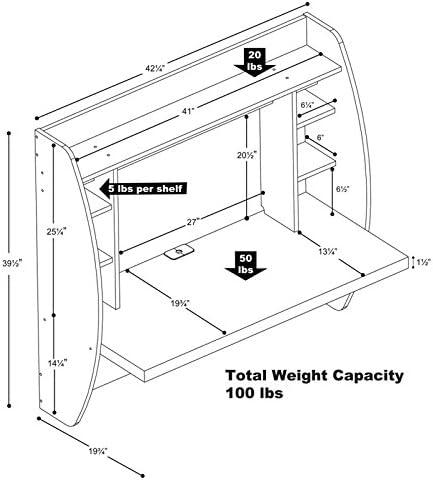 Prepac Floating Desk - Versatile Wall Mounted Desk for Small Spaces, Efficient Computer Desk with Storage, Black Wall Desks, Perfect for Modern Homes