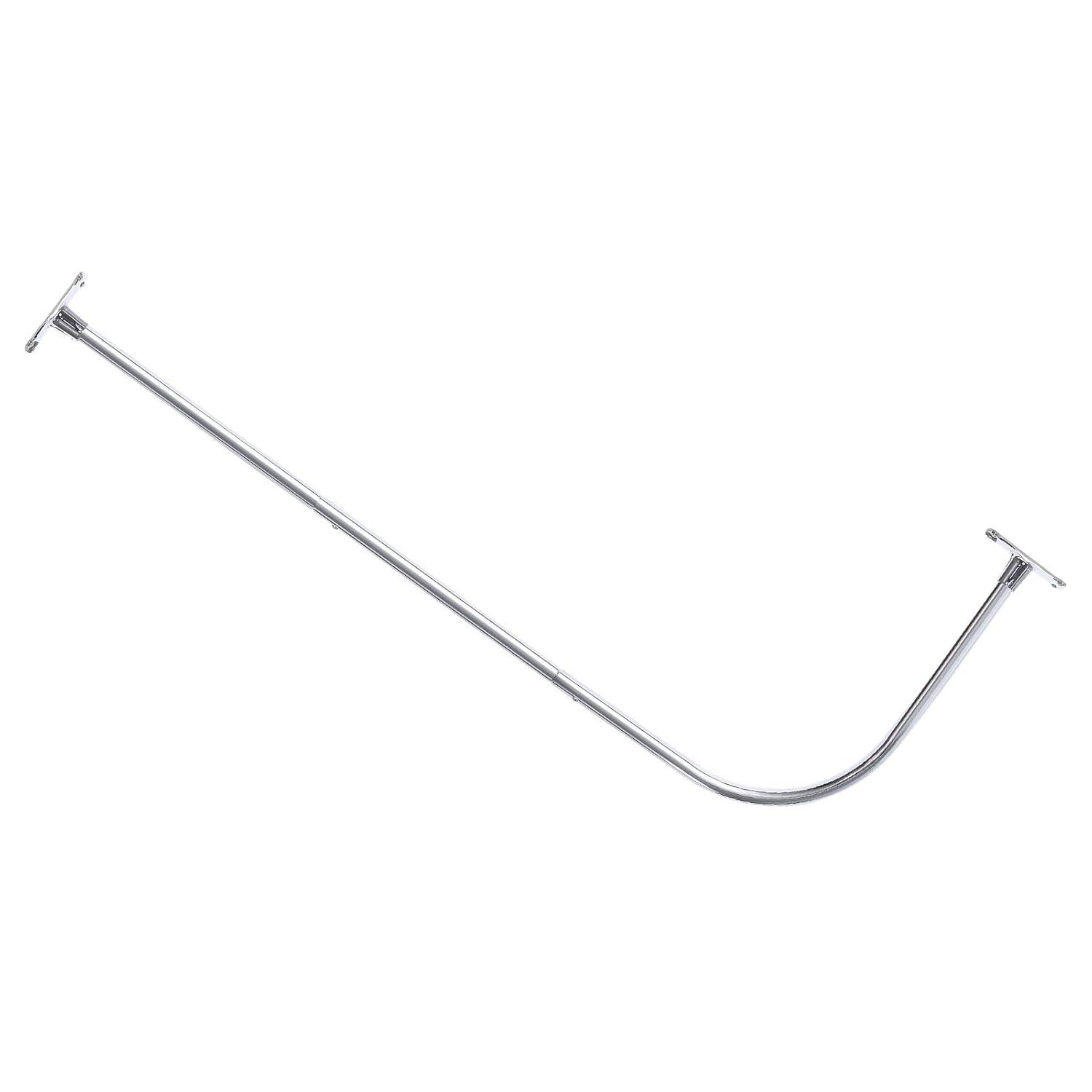 PrettyHome L Shapaed Bathroom Bathtub Corner Shower Curtain Rod Large Space 28"x68",Chrome Finished