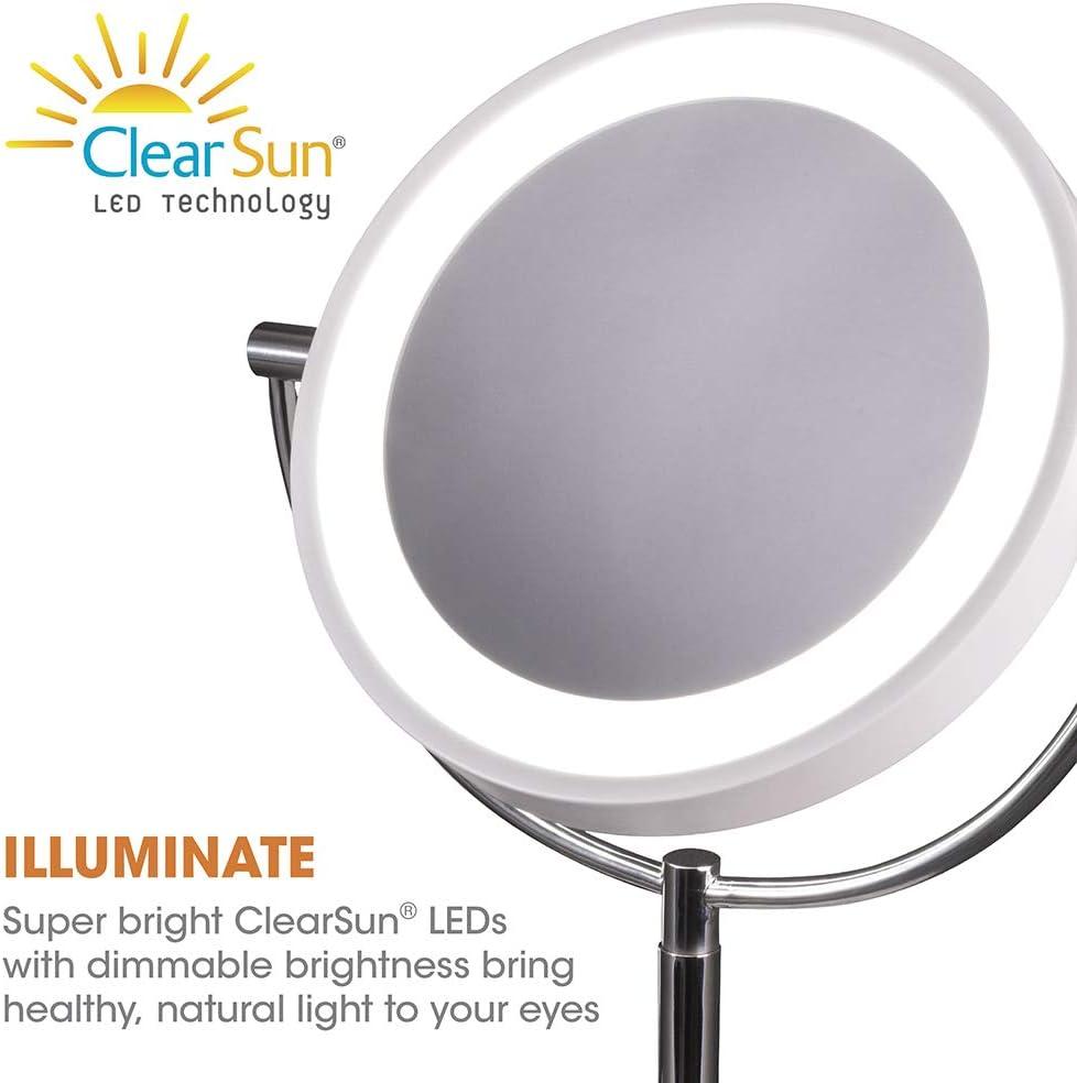 ClearSun LED Countertop Makeup Mirror with Wireless Charging