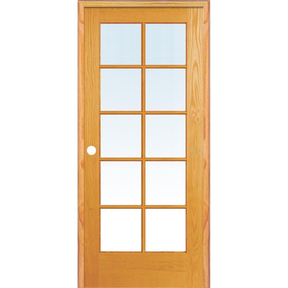 Unfinished Pine Wood 10 Lite Clear Glass Right Hand Interior Door