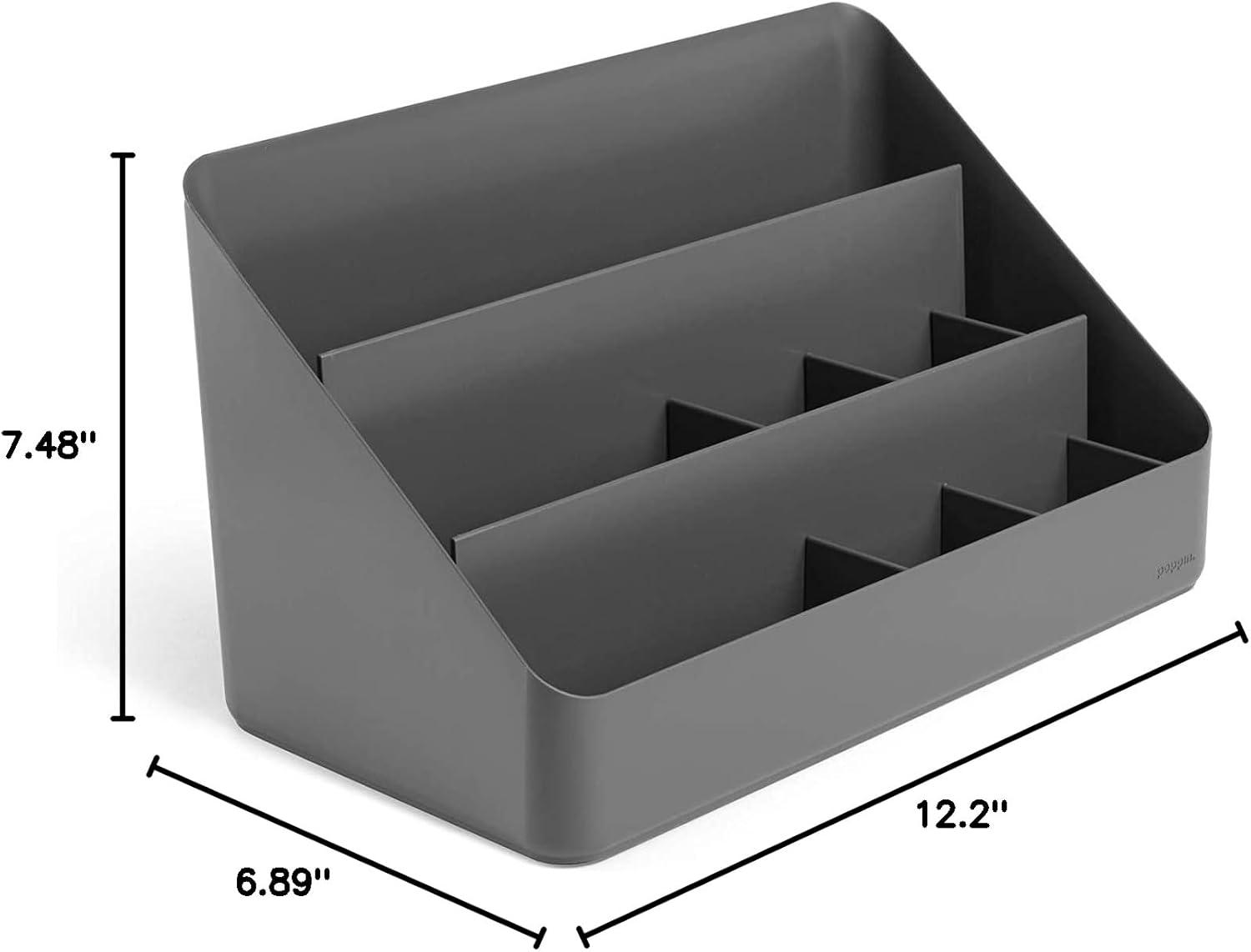 Dark Gray Polystyrene 3-Compartment Desk Organizer