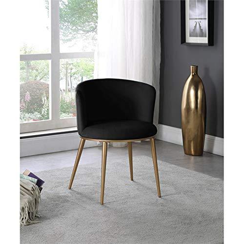 Skylar Black Velvet Upholstered Dining Chair Set with Gold Legs