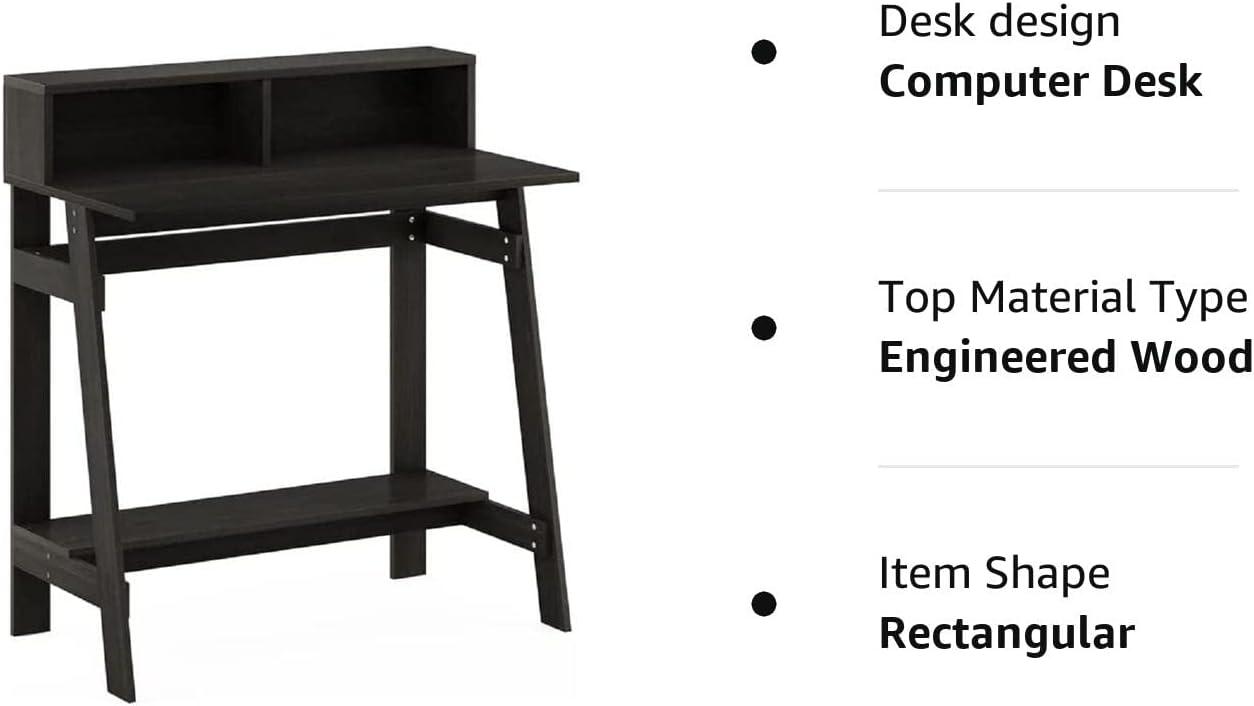 Espresso A-Frame Computer Desk with Hutch and Drawer