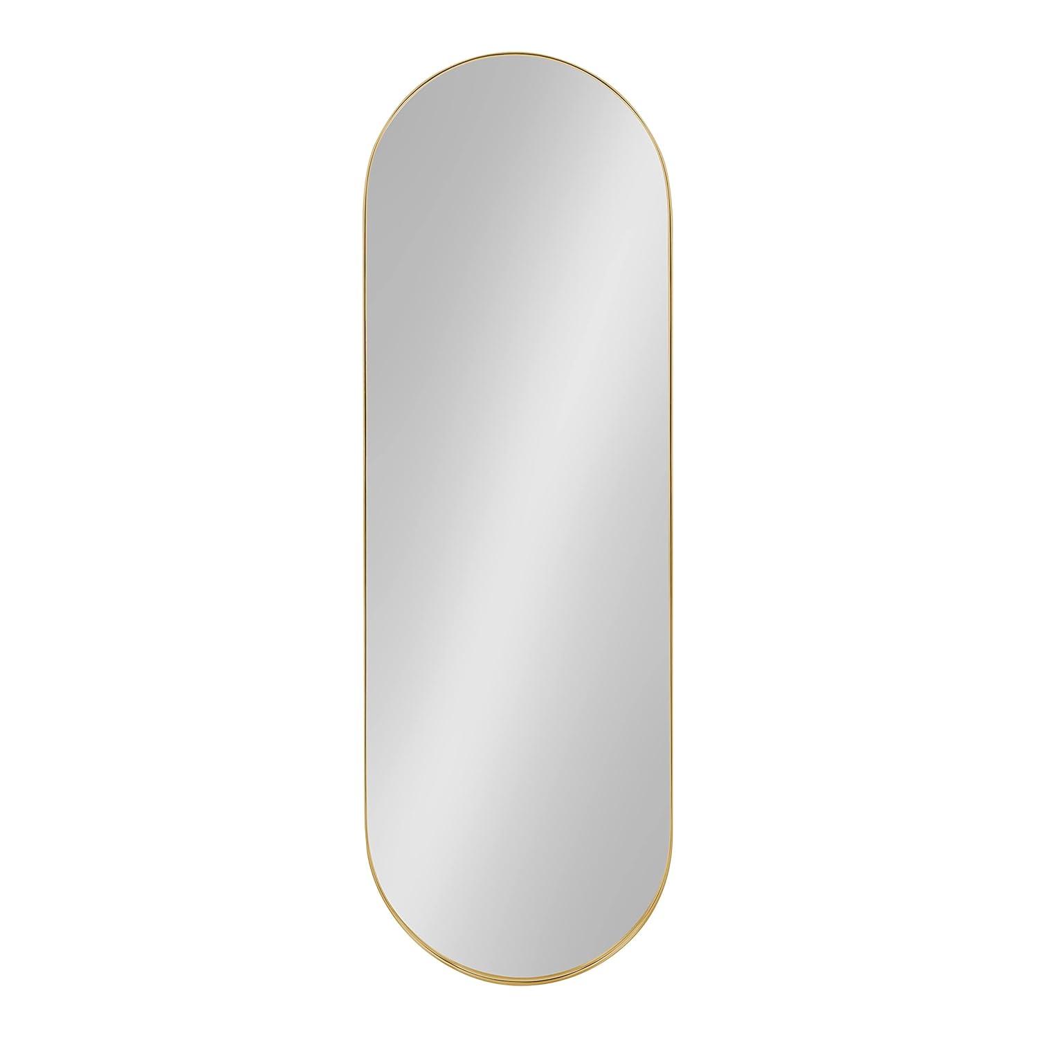 Kate and Laurel Rollo Midcentury Capsule Wall Mirror, 16 x 48, Gold, Decorative Full Length Oval Mirror for Wall