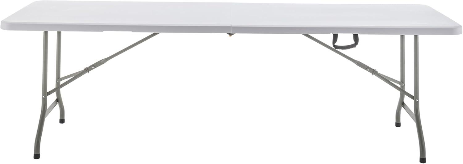 96" White Plastic Folding Table with Steel Frame for Indoor Outdoor Use