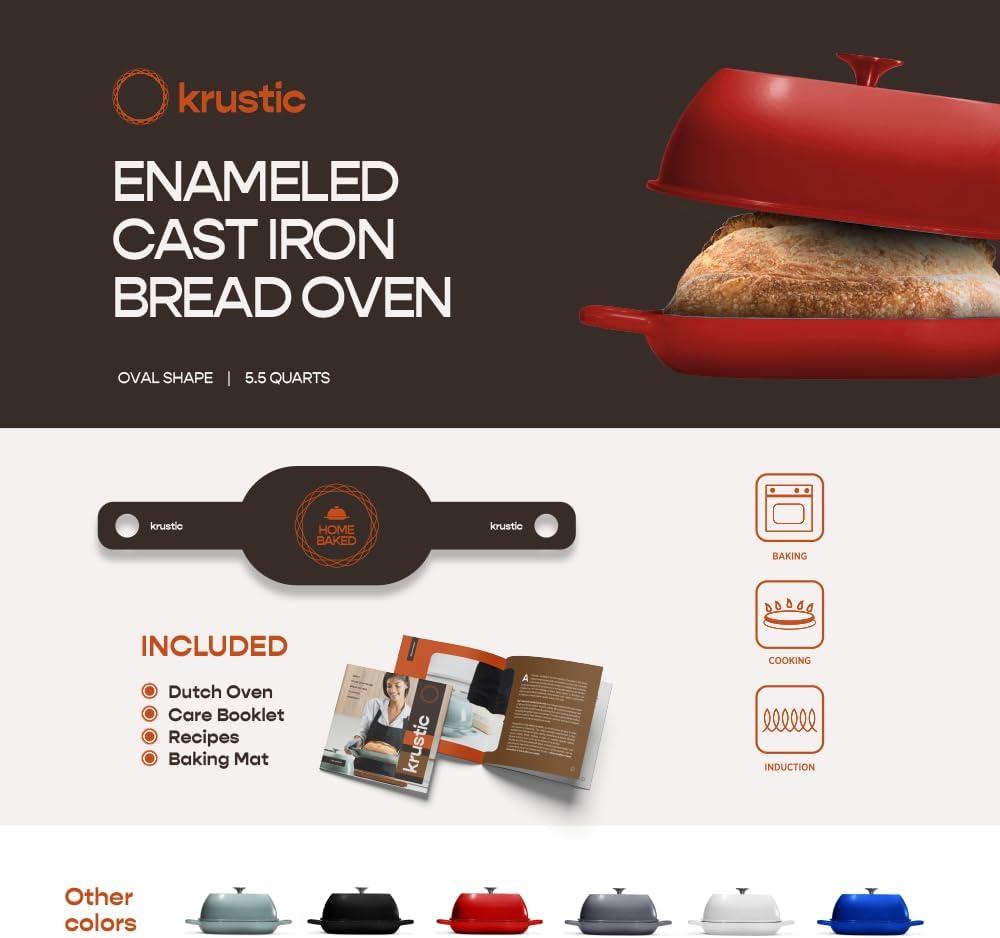 Cherry Blaze Enameled Cast Iron 5.5 Quart Dutch Oven with Lid