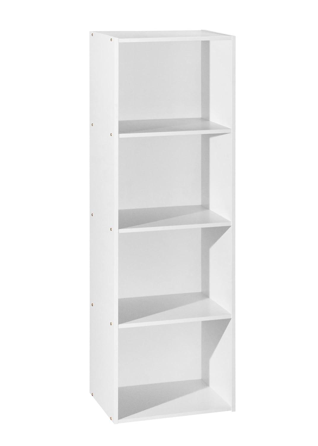 Hodedah 12 x 16 x 47 Inch 4 Shelf Bookcase and Office Organizer Solution for Living Room, Bedroom, Office, or Nursery, White Finish