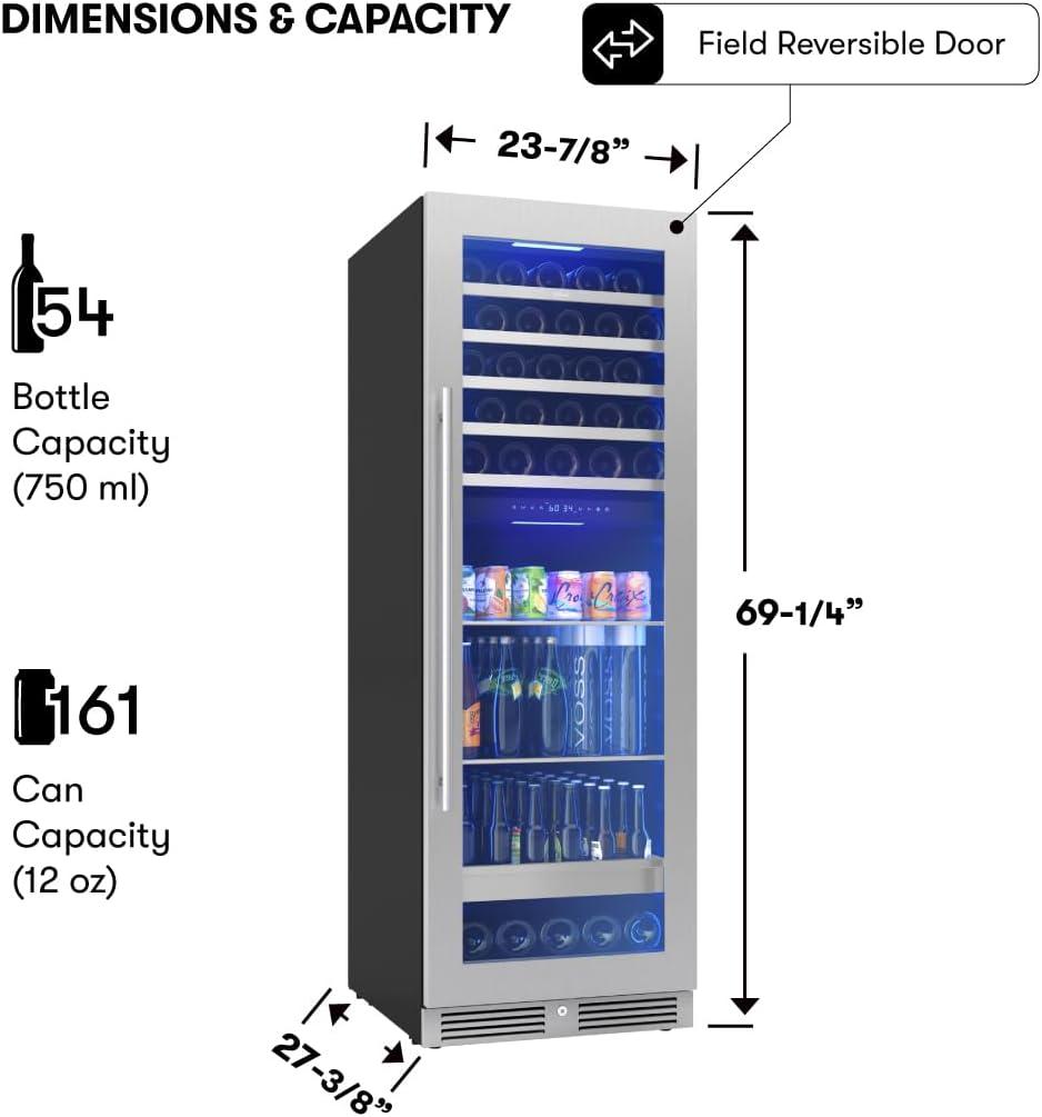 Zephyr 24" Stainless Steel Dual Zone Wine and Beverage Cooler