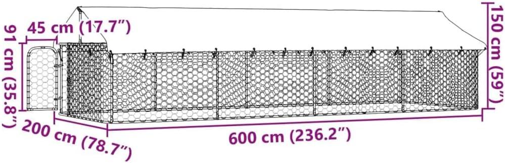 VidaXL 59.1'' H Galvanized Steel Yard Kennel With Door