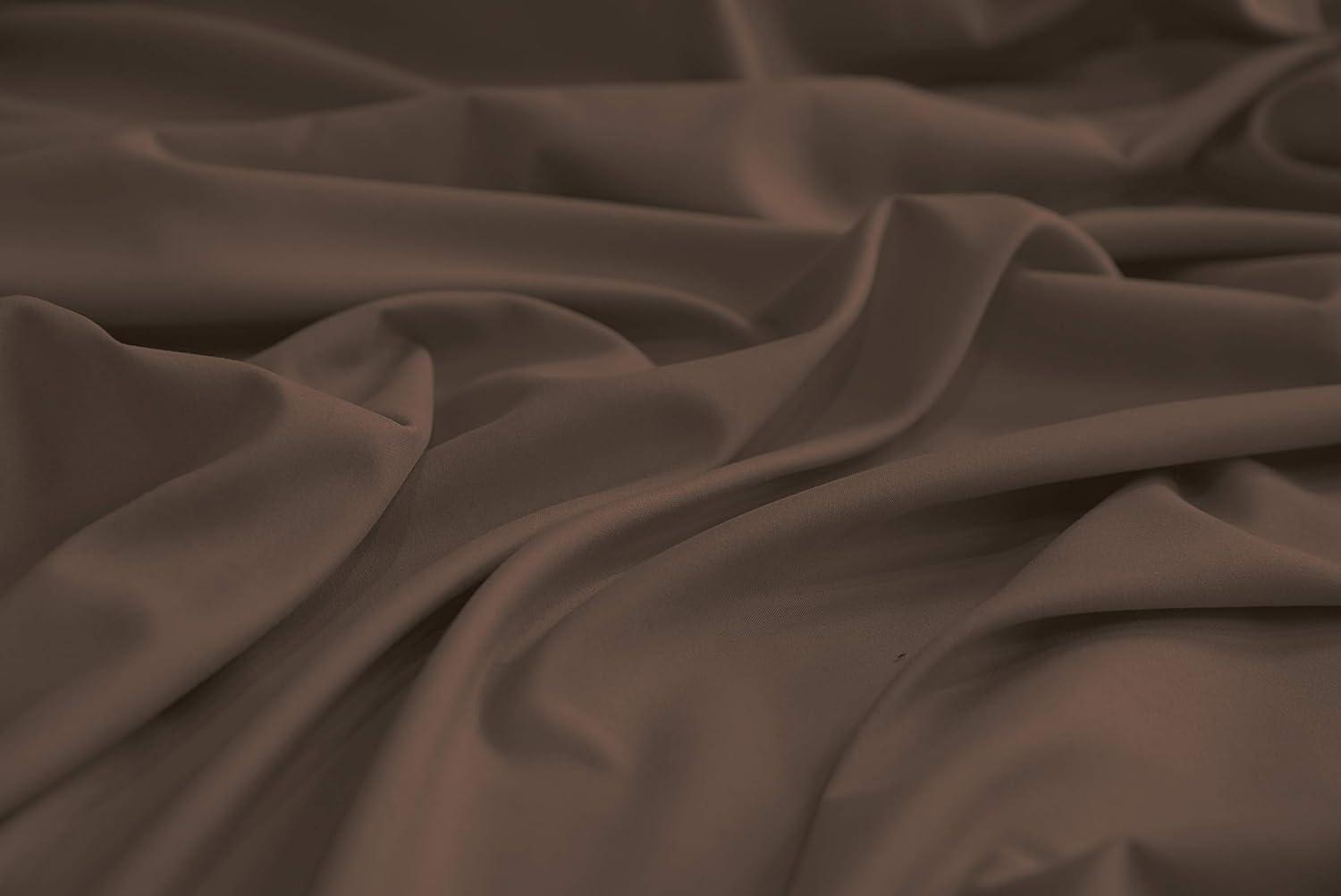 Mezzati Brushed Microfiber Fitted Sheet - Ultra Soft and Lightweight for Ultimate Sleep Comfort, Wrinkle Free and Color Fade Resistant (Brown, Queen)