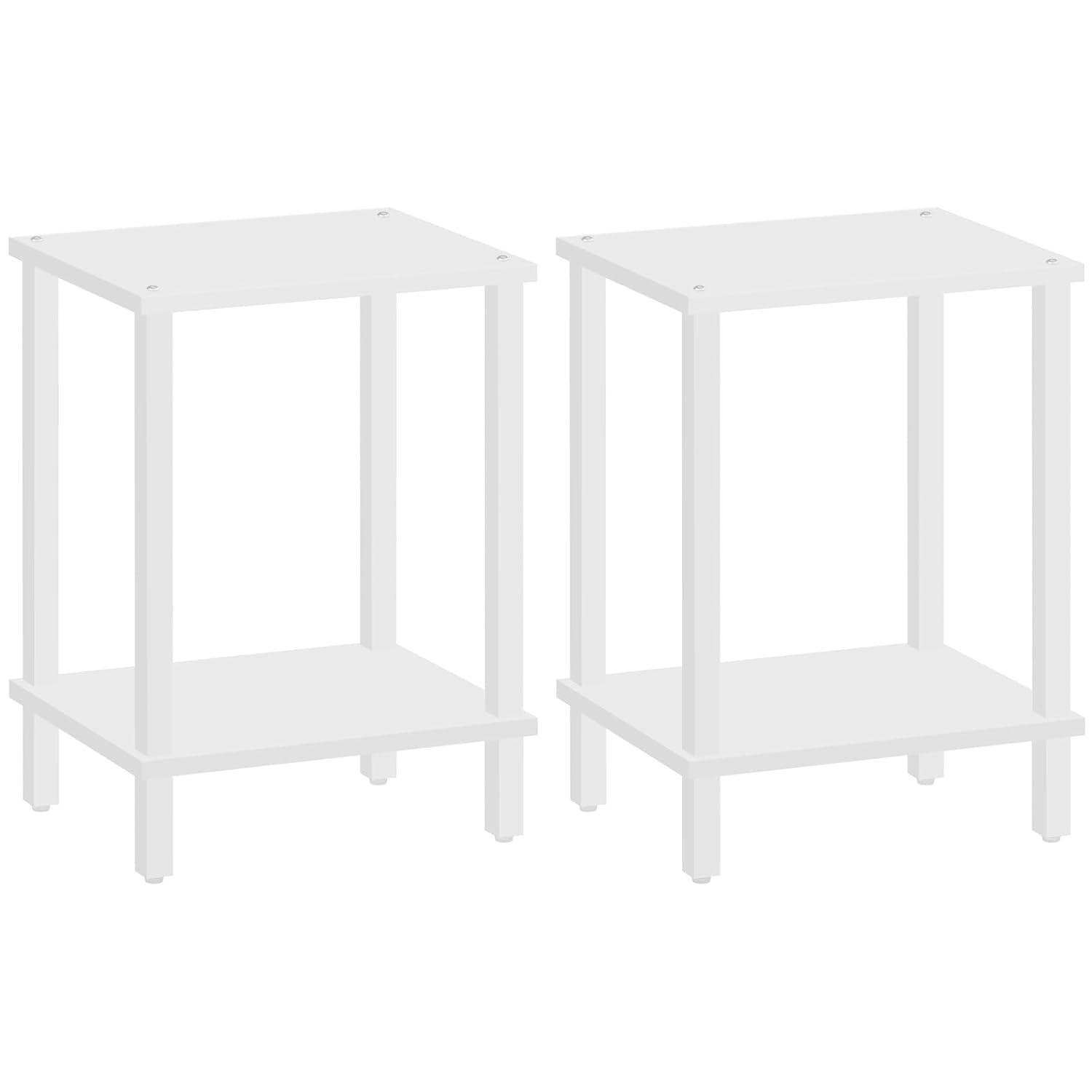 End Table, Set of 2, Side Table, Nightstand, 2-Tier Storage Shelf, Sofa Table for Small Space, Living Room, Bed Room TB01BW035